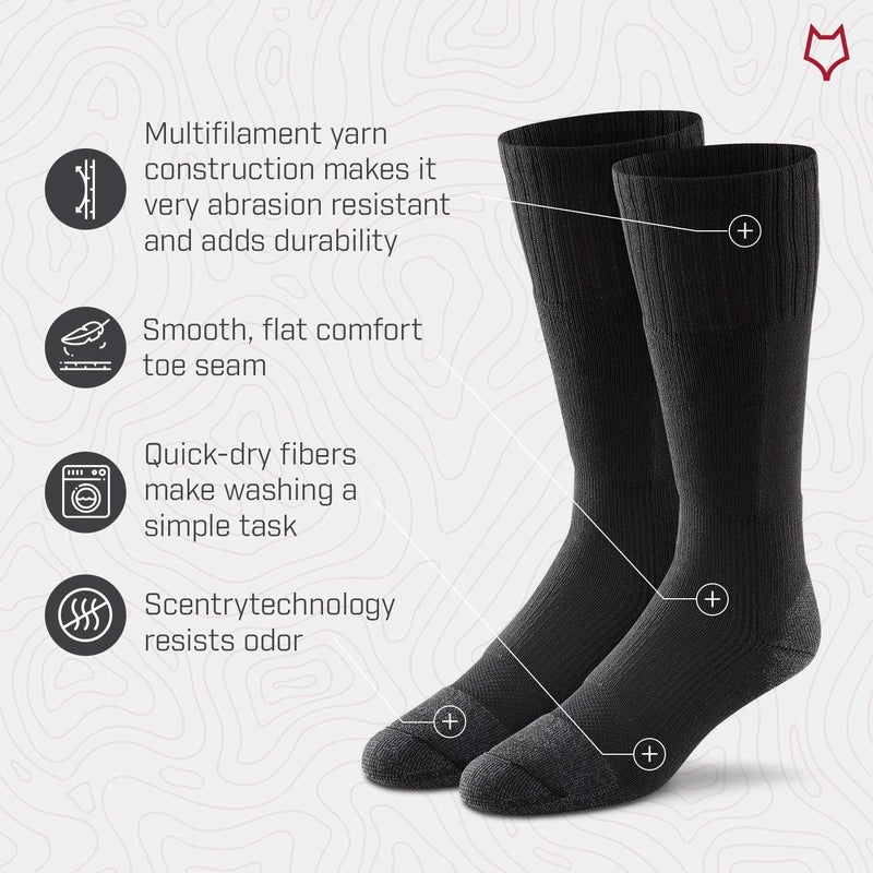 FOX RIVER FoxRiver Men's Wick Dry Maximum Medium-weight Military Mid-calf Socks - Black - Image 4